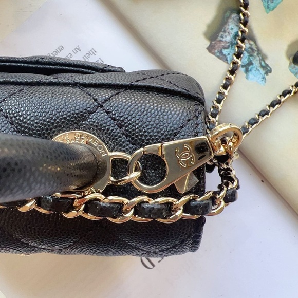 Chanel Mini Flap Bag With Top Handle Caviar & Gold-Tone Metal Black - Picture 9 of 12